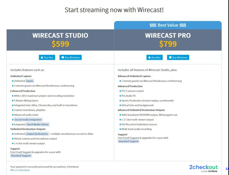 wirecast pro 7 output