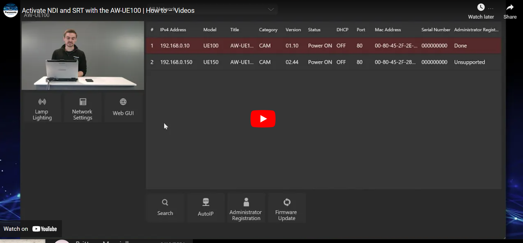 Activate NDI and SRT with the Panasonic AW-UE100 | How to – Videos