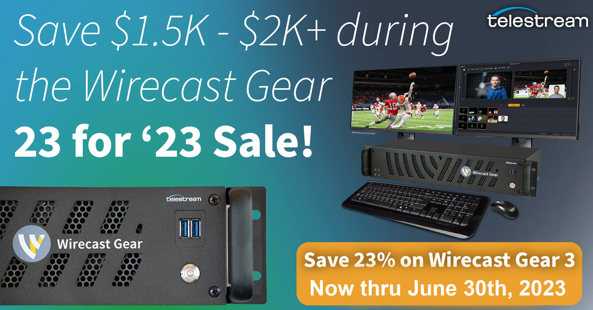 Telestream Wirecast Gear 3 23% For ’23 Special Extended