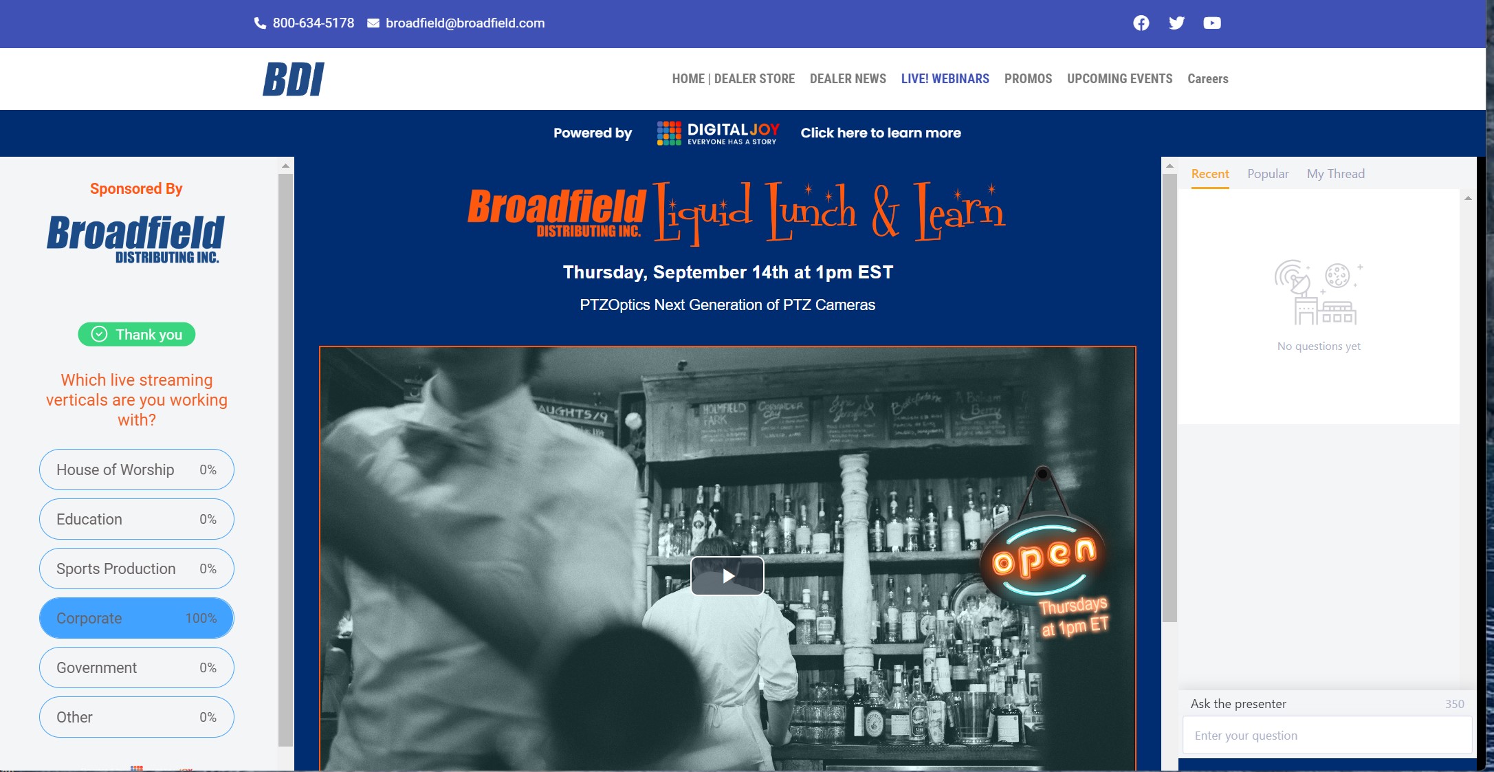 A Broadfield Distributing, Inc. and Digital Joy Events Success Story