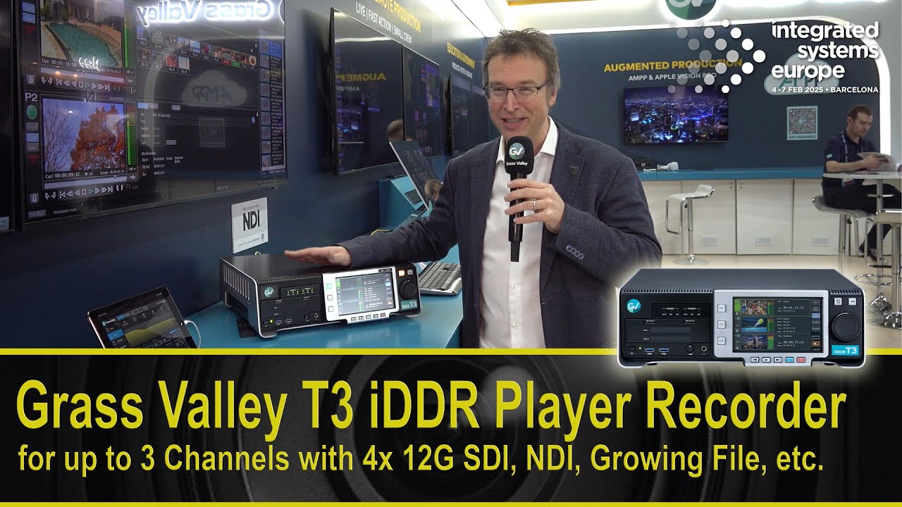 Grass Valley T3 iDDR Player Recorder for up to 3 Channels with 4x 12G SDI, NDI, Growing File, etc.