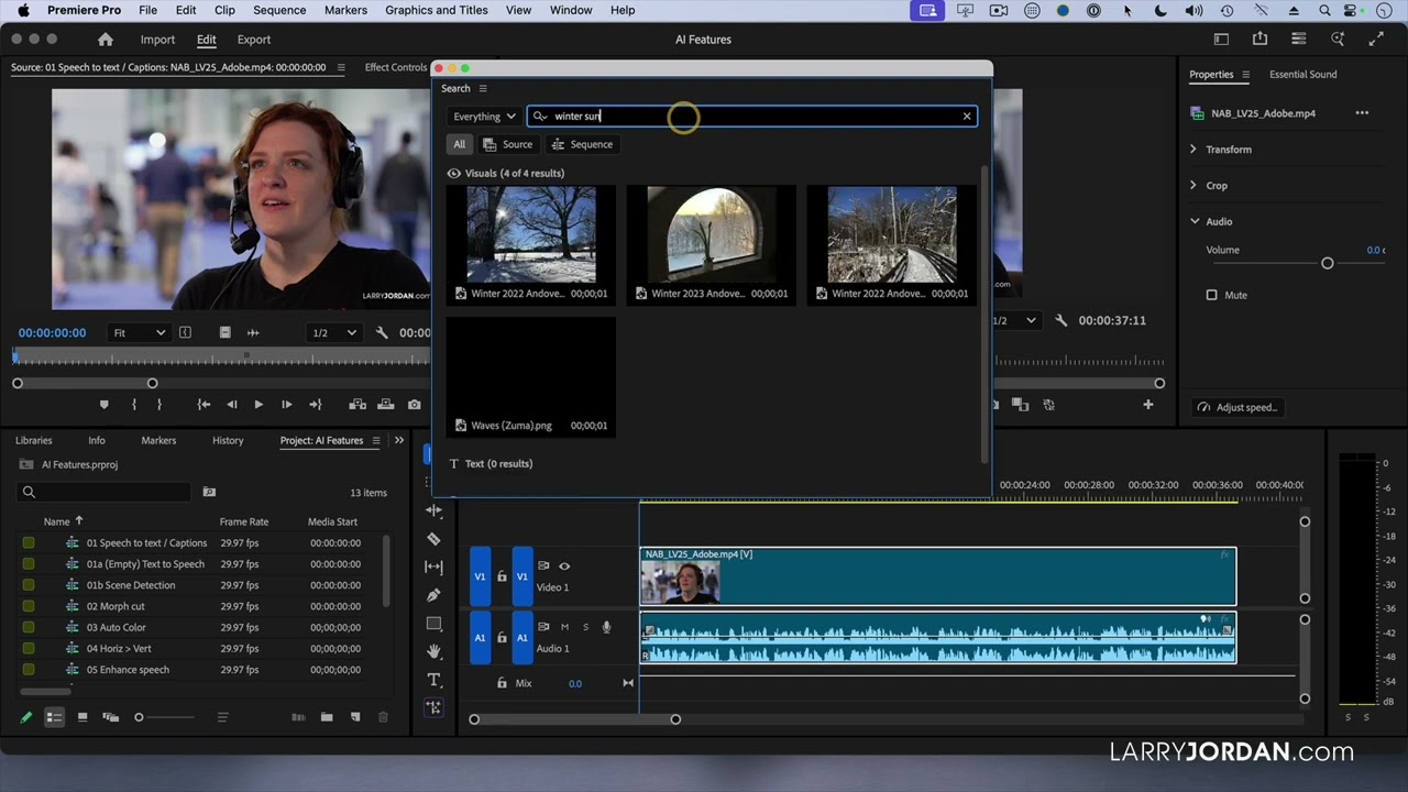 Larry Jordan’s Official Channel: Master Video Editing with Adobe’s New AI-Powered Media Intelligence